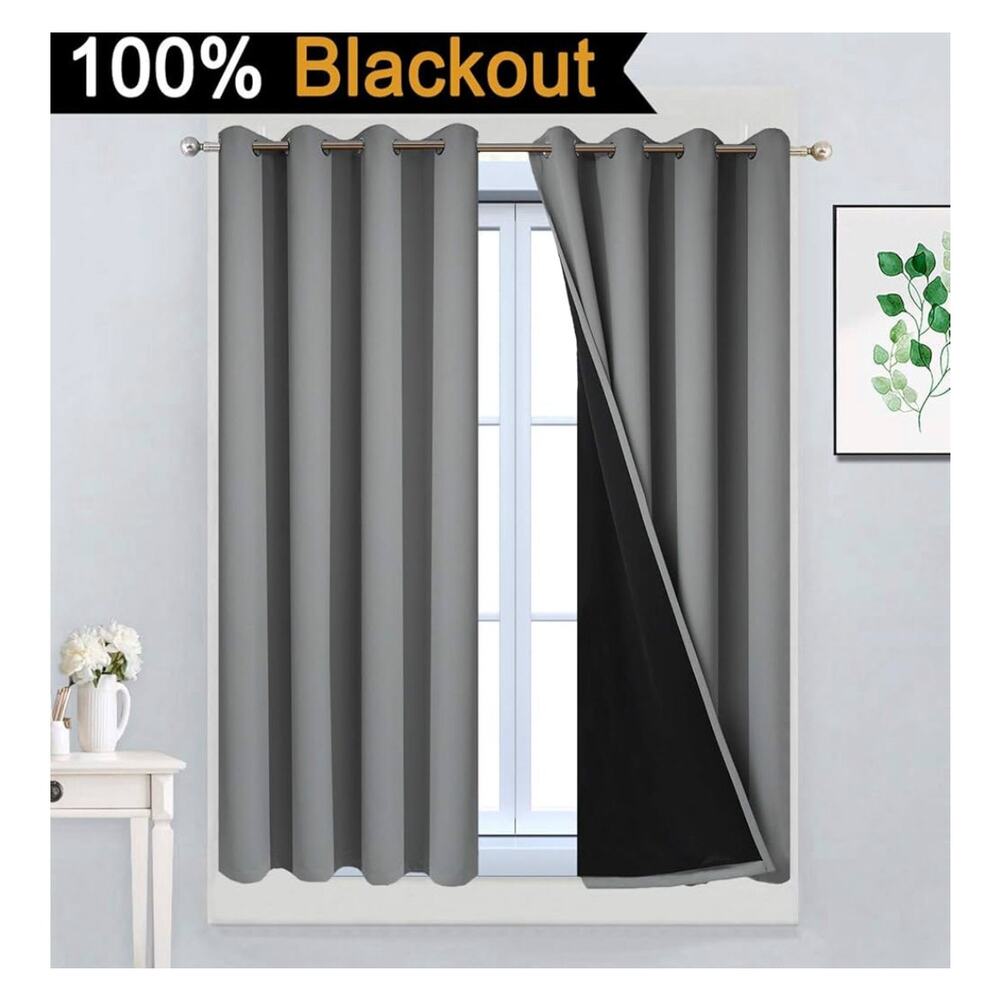 Grey Blackout Curtains for Bedroom
2 Panels, 52x45 inch Length - Picture 4 of 4